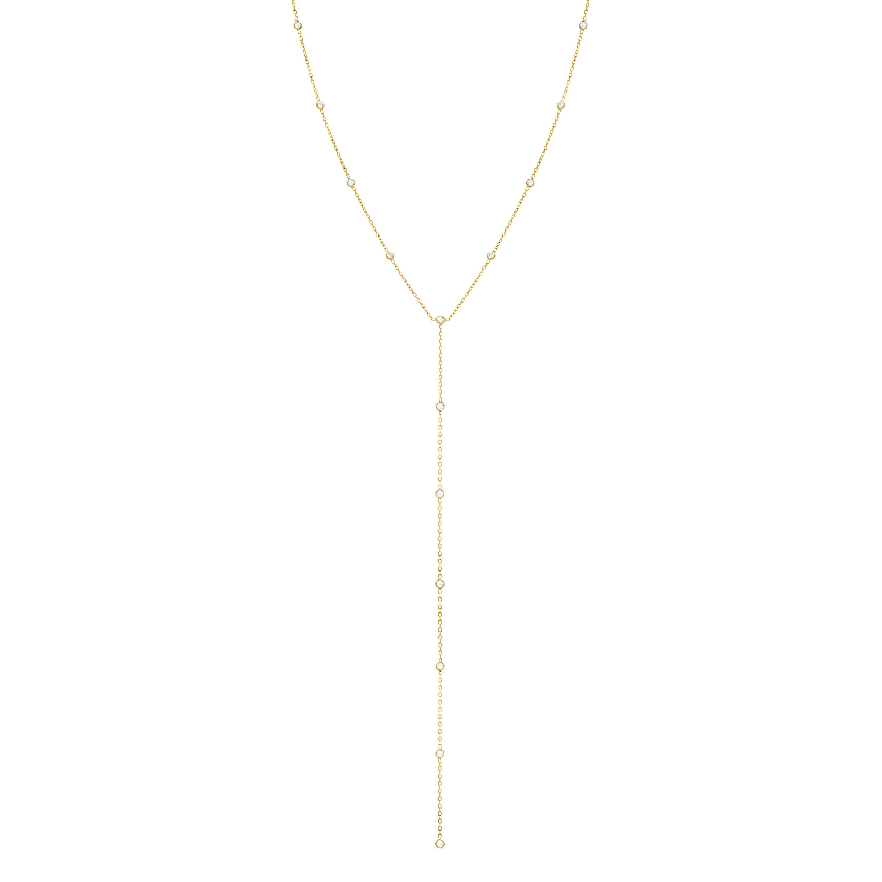 Cubic Zirconia Bezel Lariat Sliding Clasp Choker