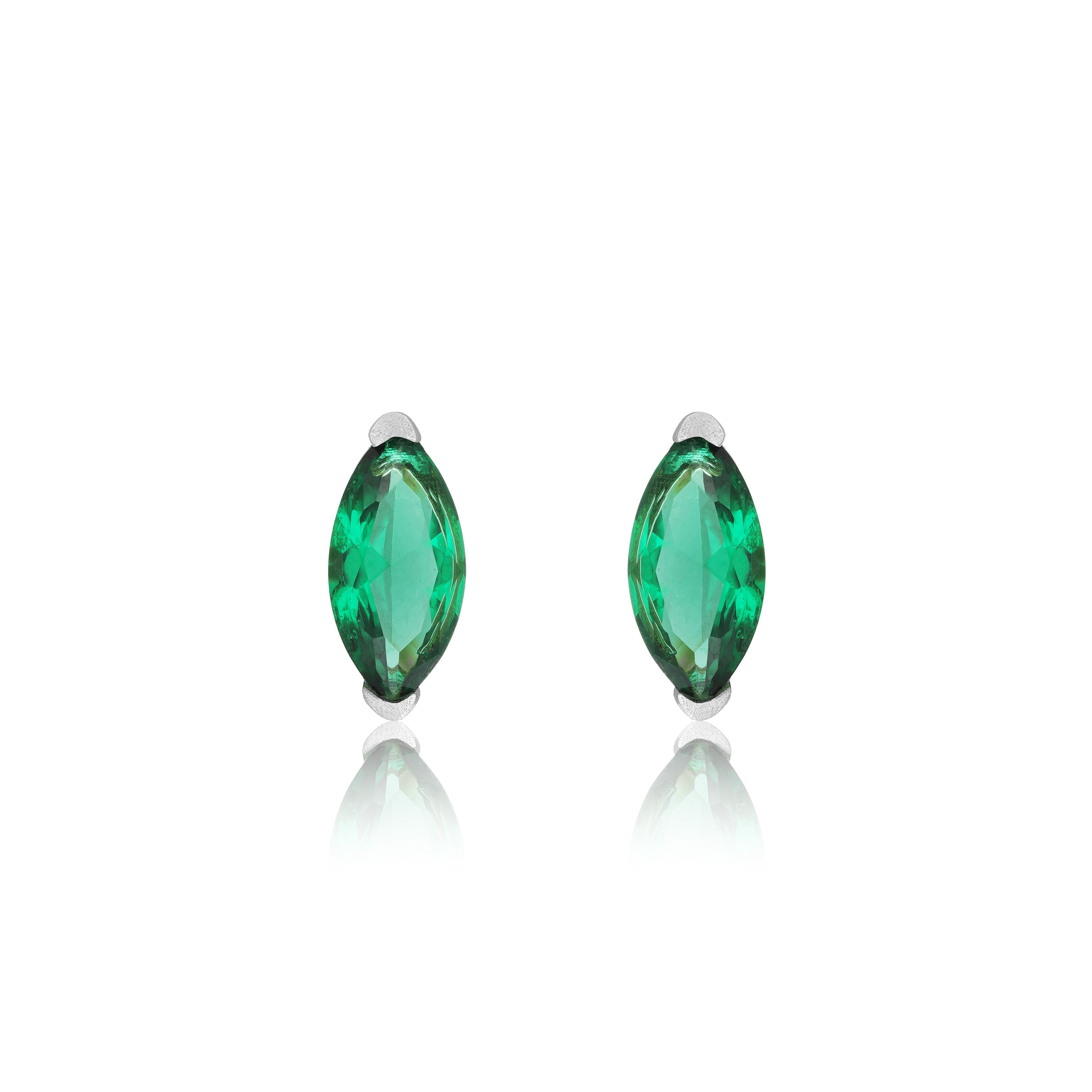 Marquise Stud Earrings - Silver Green
