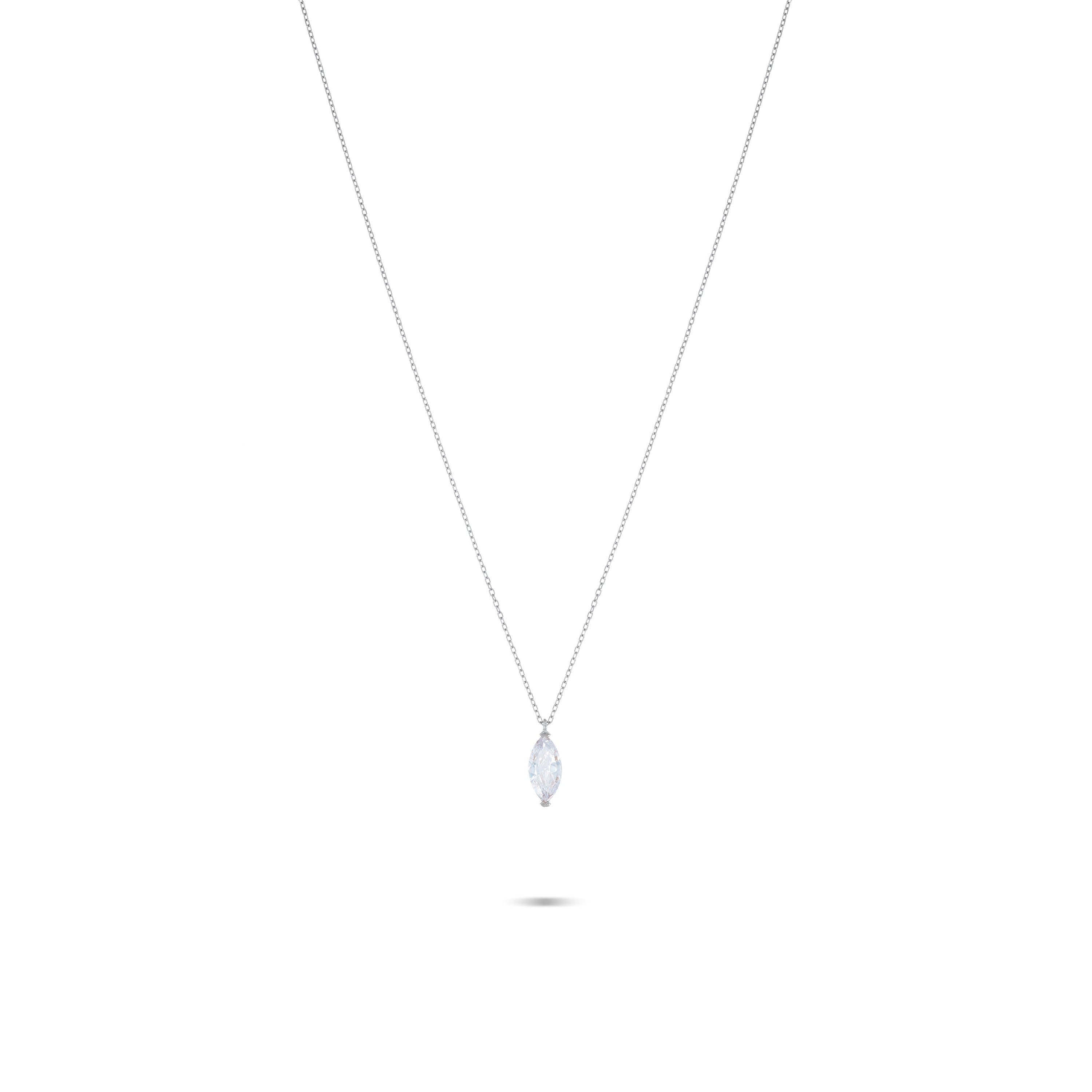 Marquise Pendant Chain Choker - Silver White