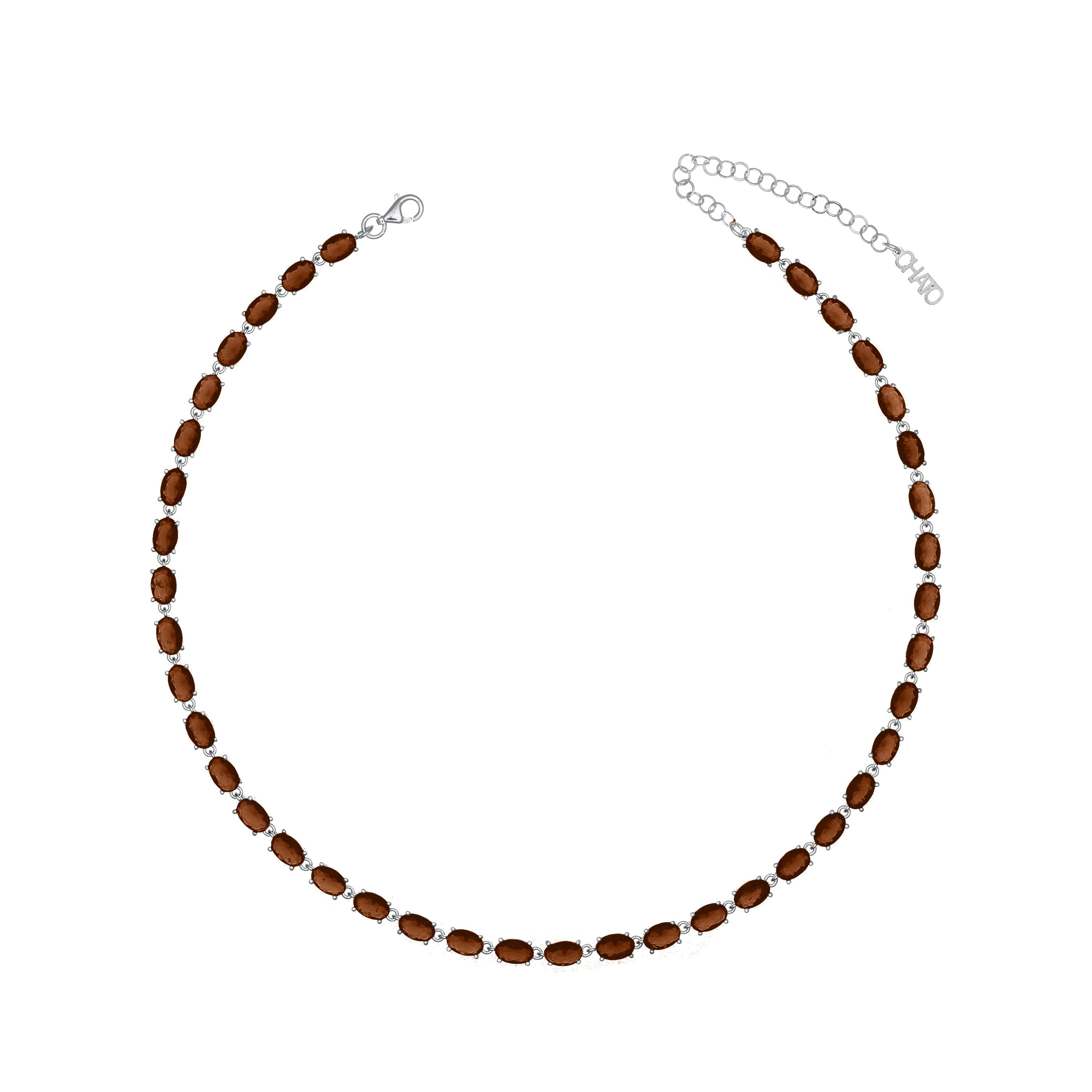 Oval Eternity Choker - Silver Brown