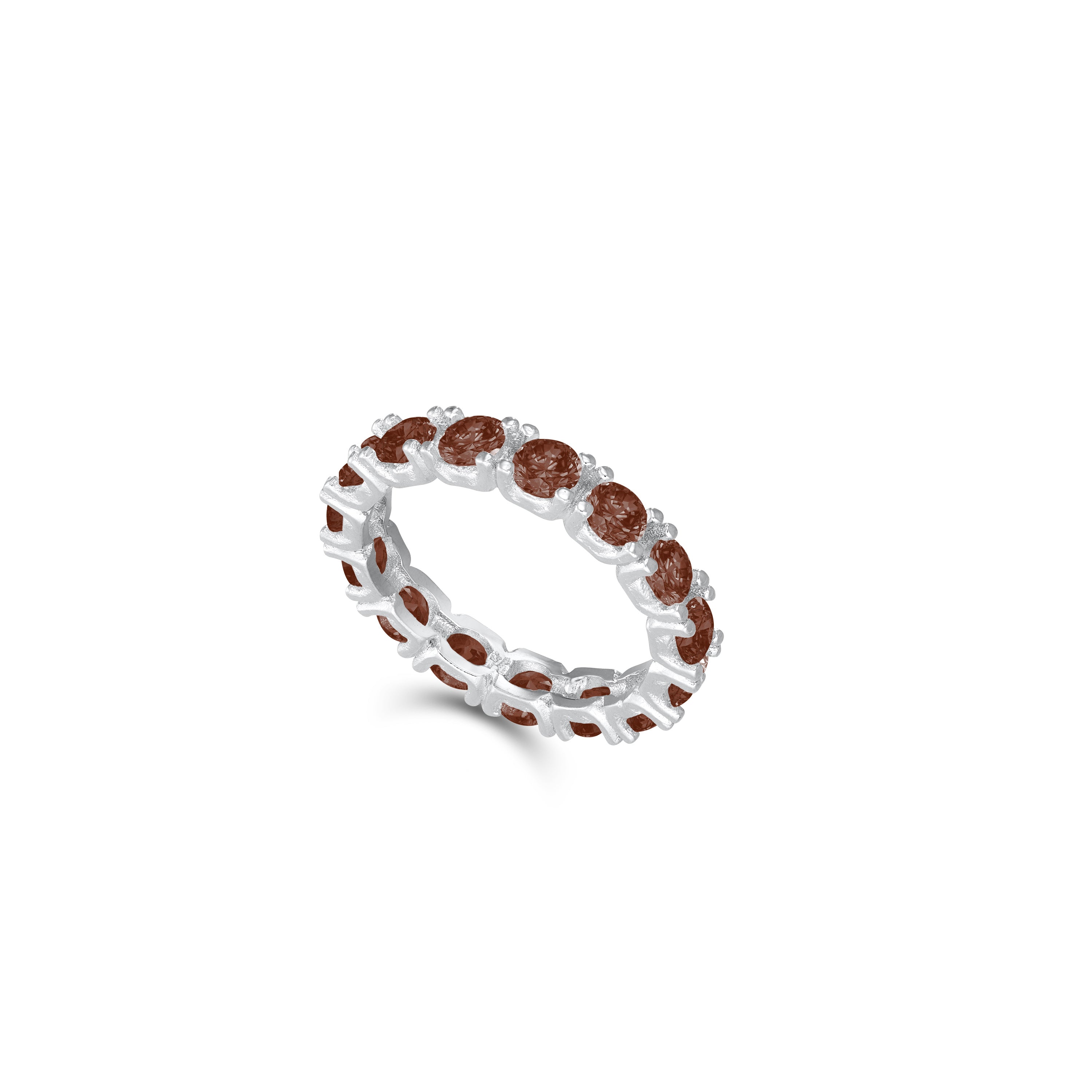 Round Cubic Zirconia Eternity Ring - Silver Brown