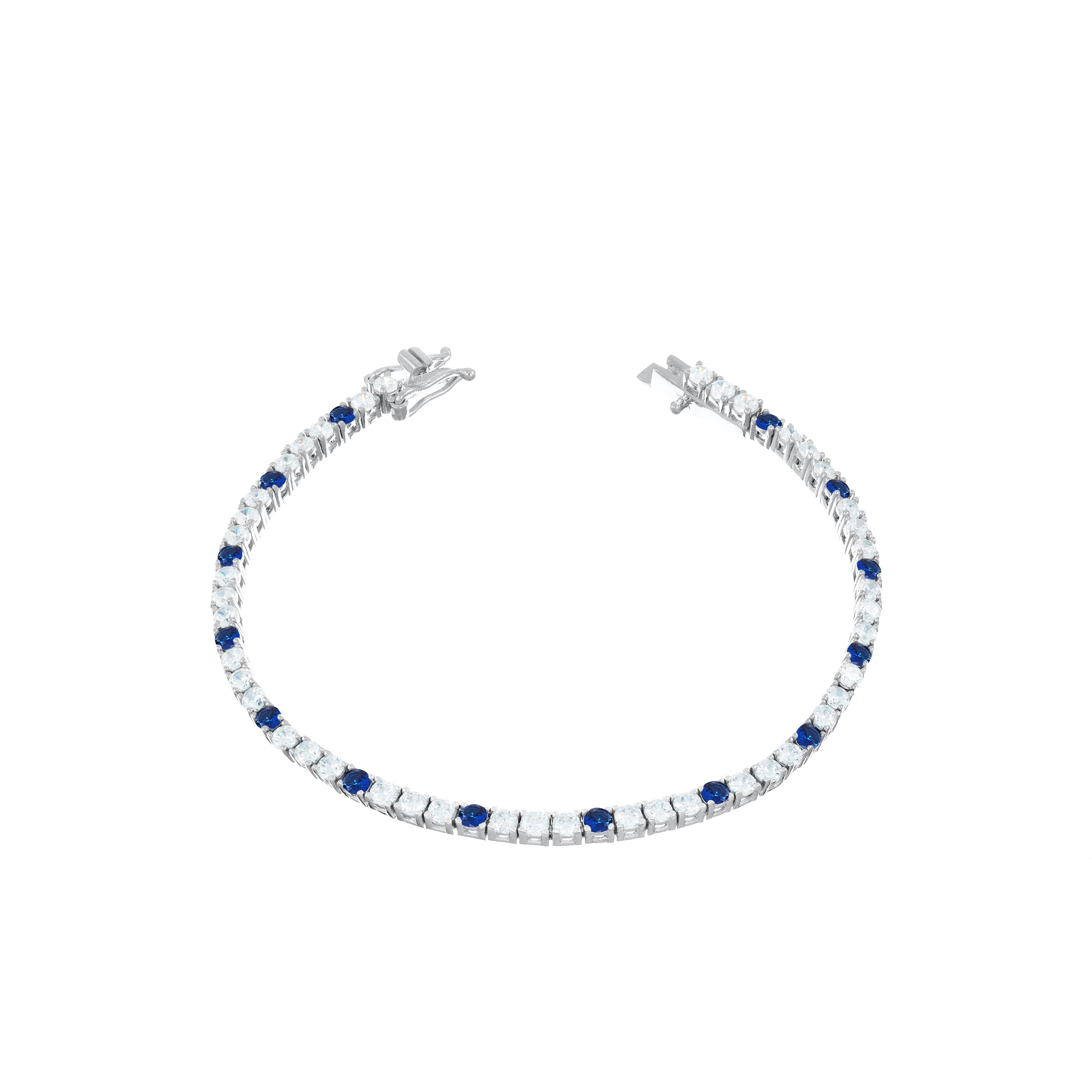 Tennis Bracelet With Box Clasp - Dot Navy Blue - 2.5mm