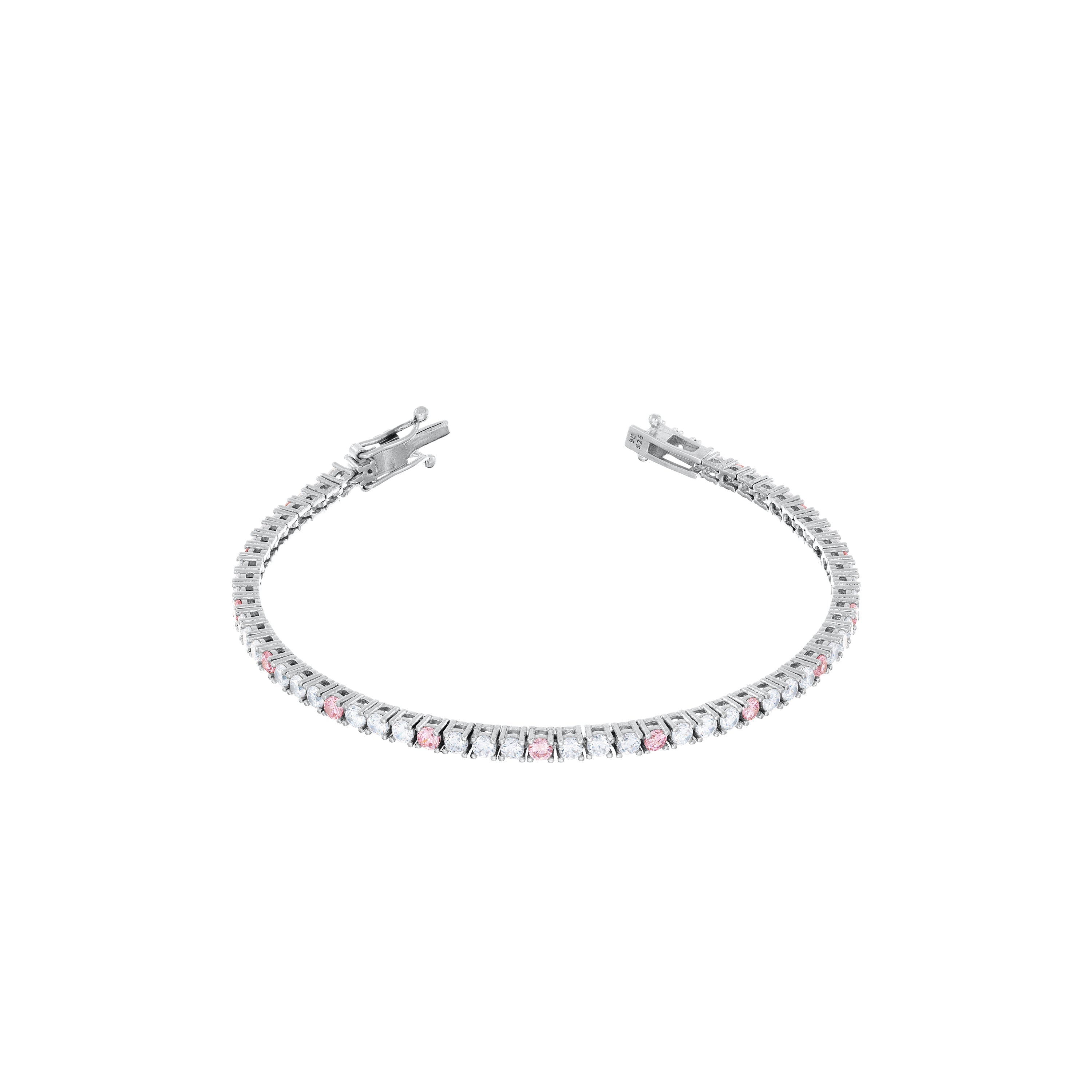 Tennis Bracelet With Box Clasp - Dot Light Pink - 2.5mm