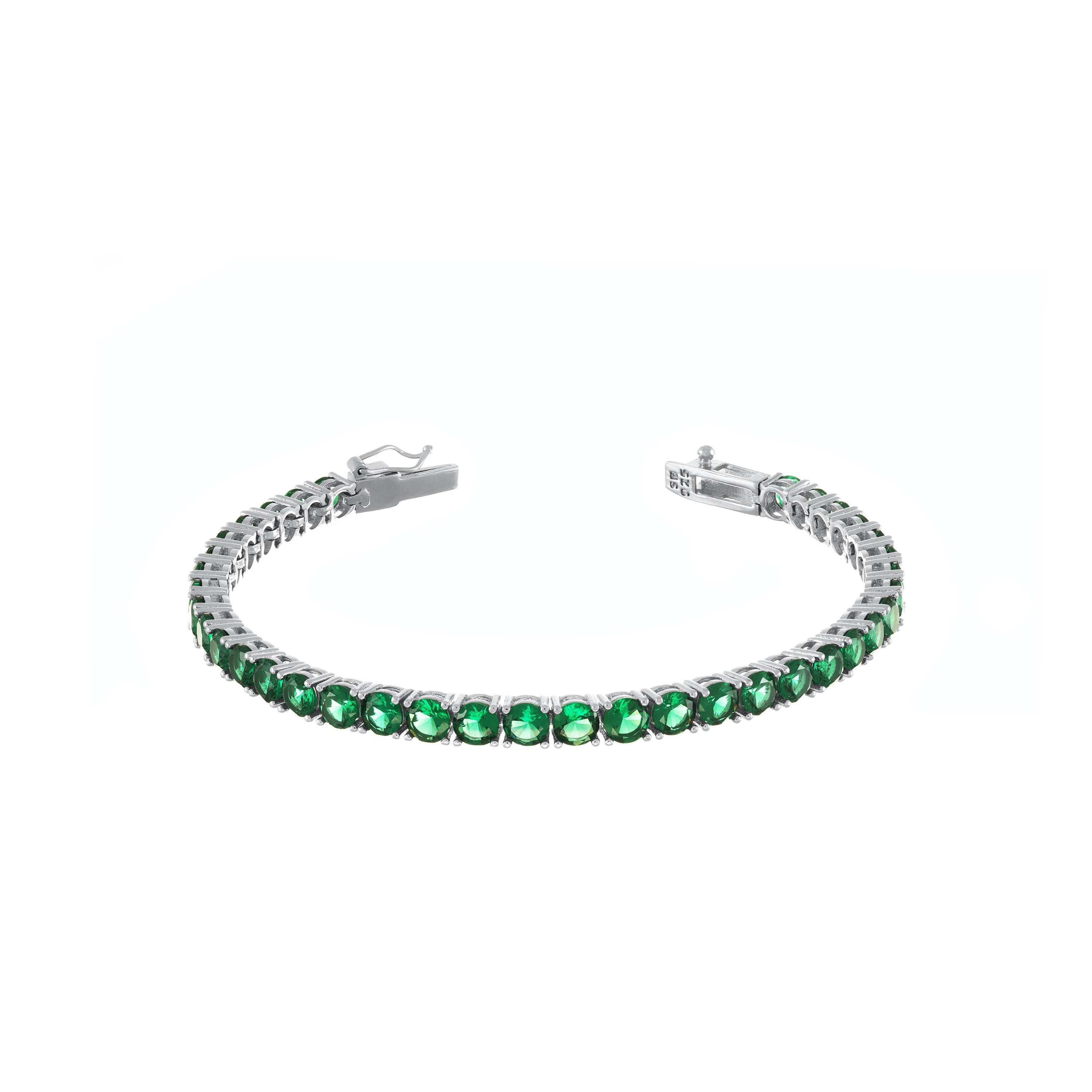 Tennis Bracelet With Box Clasp - Silver Green - 3mm