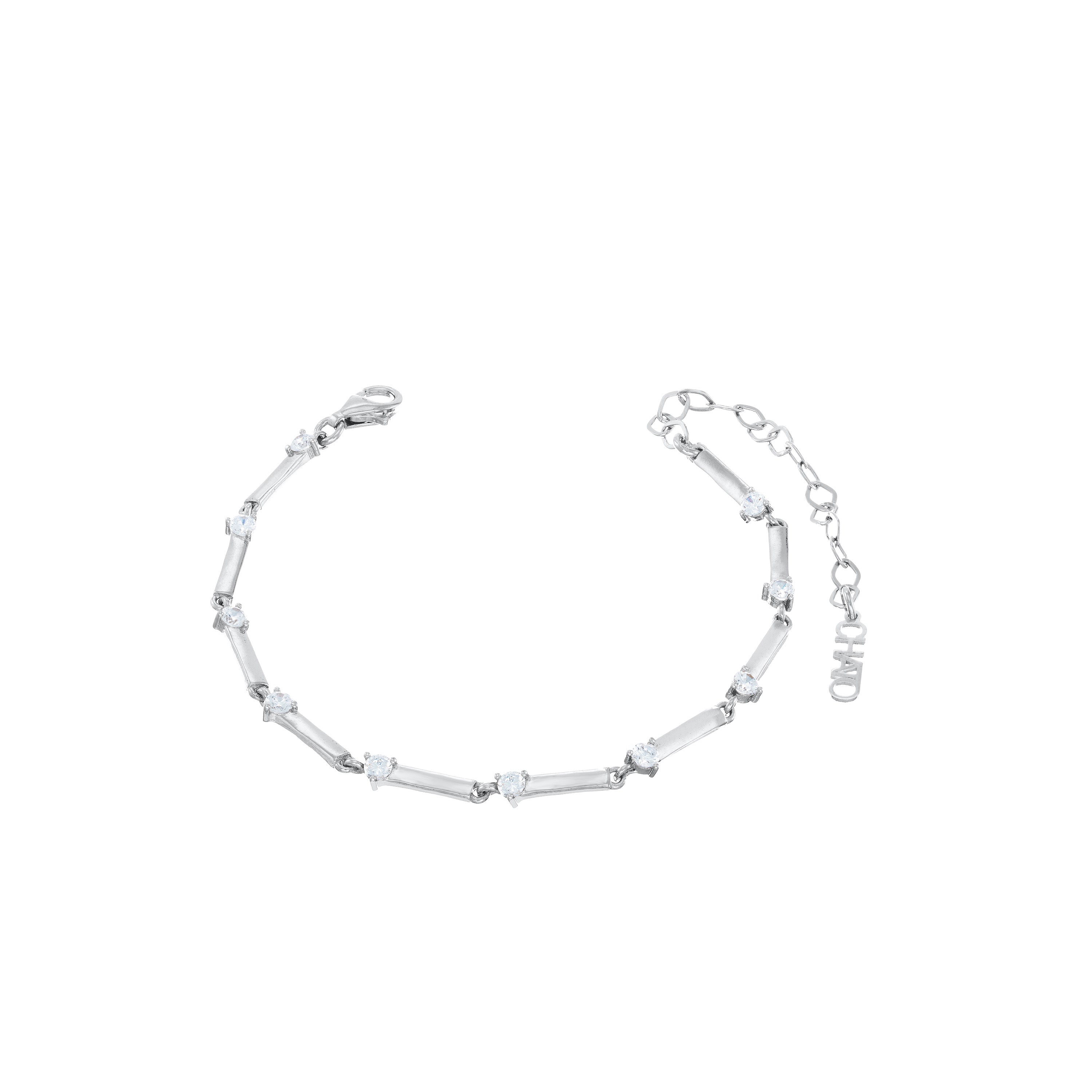 Bar Link Cz Bracelet - Silver White