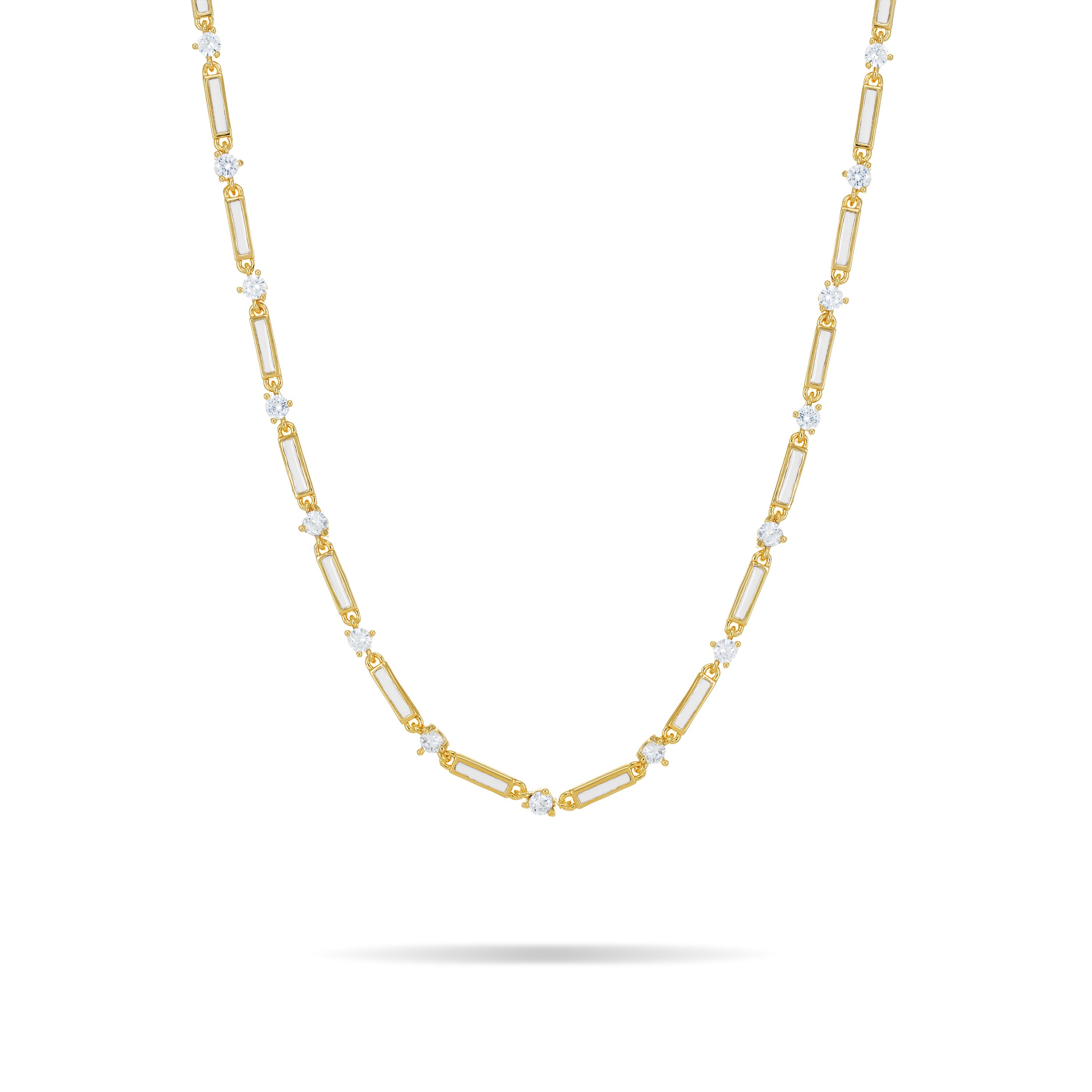 Connected Enamel Lines Choker - Gold White
