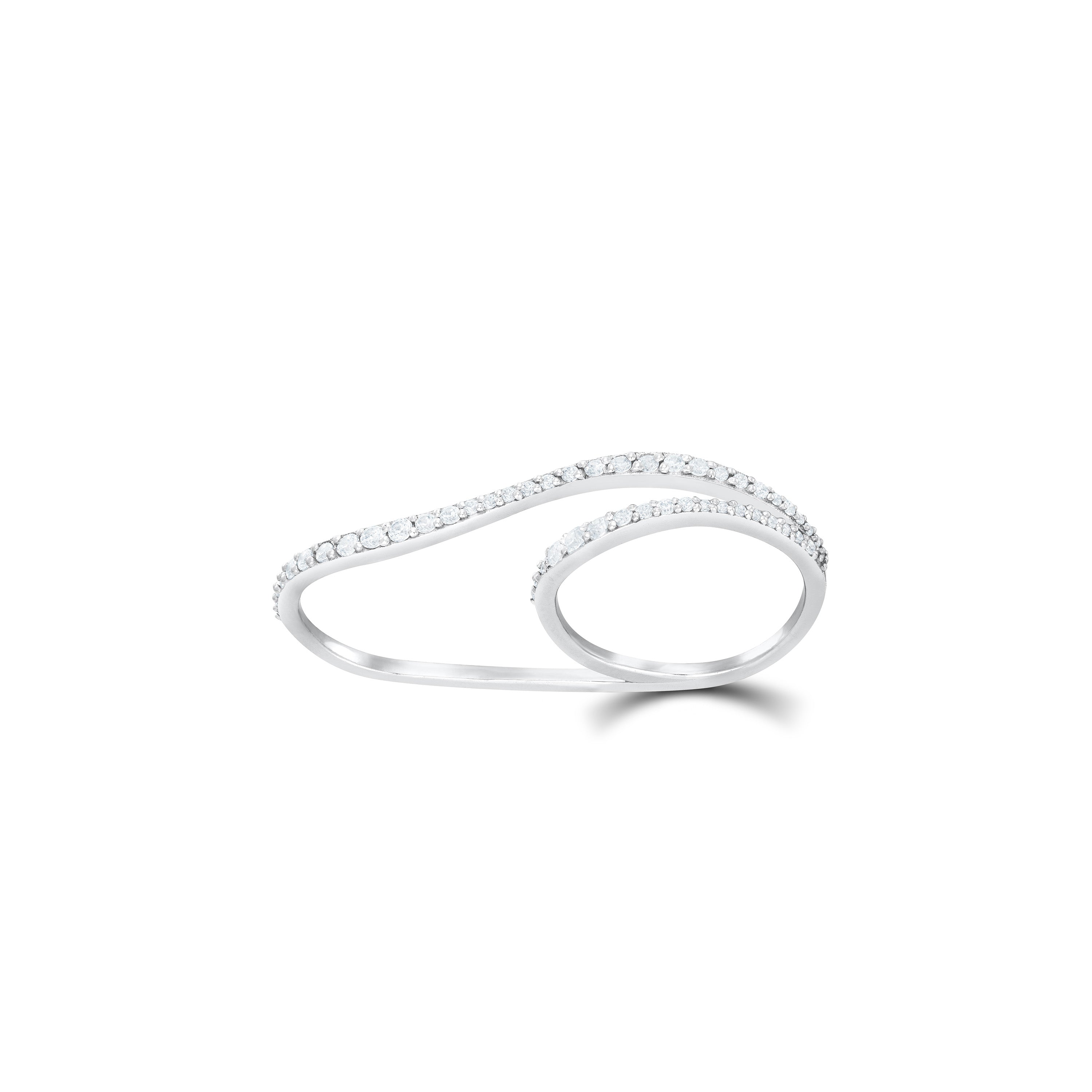 Double Finger Pave Wave Ring