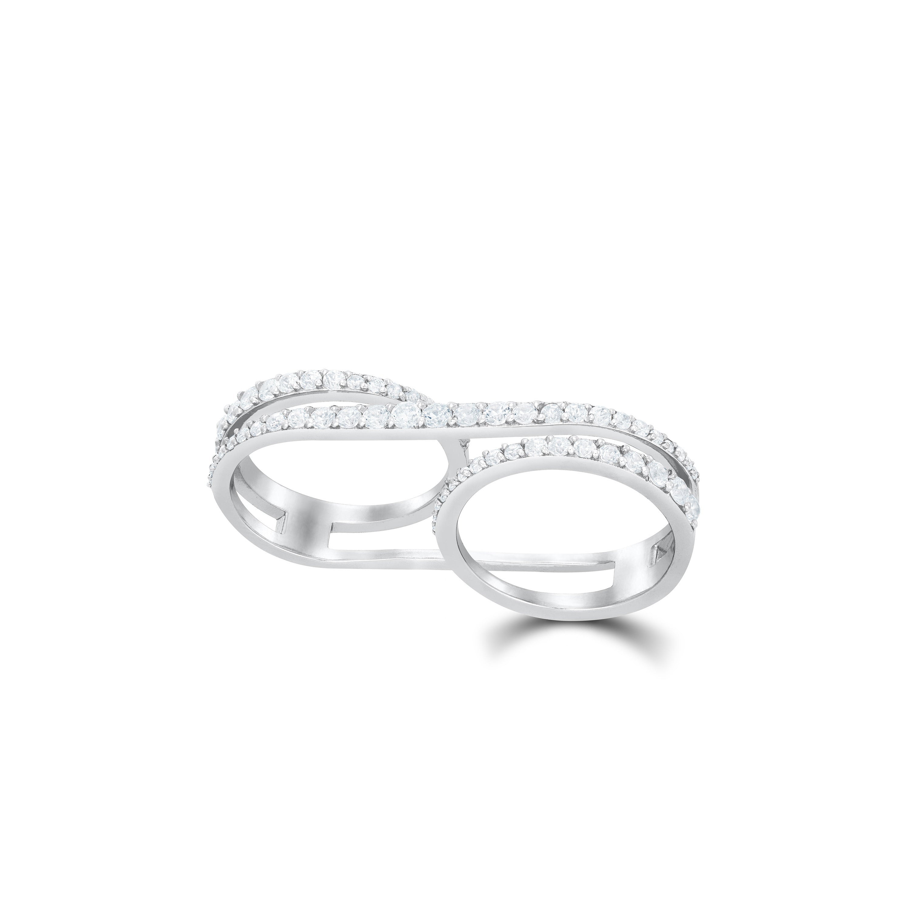 Dual-Finger Layered Pave CZ Wrap Ring
