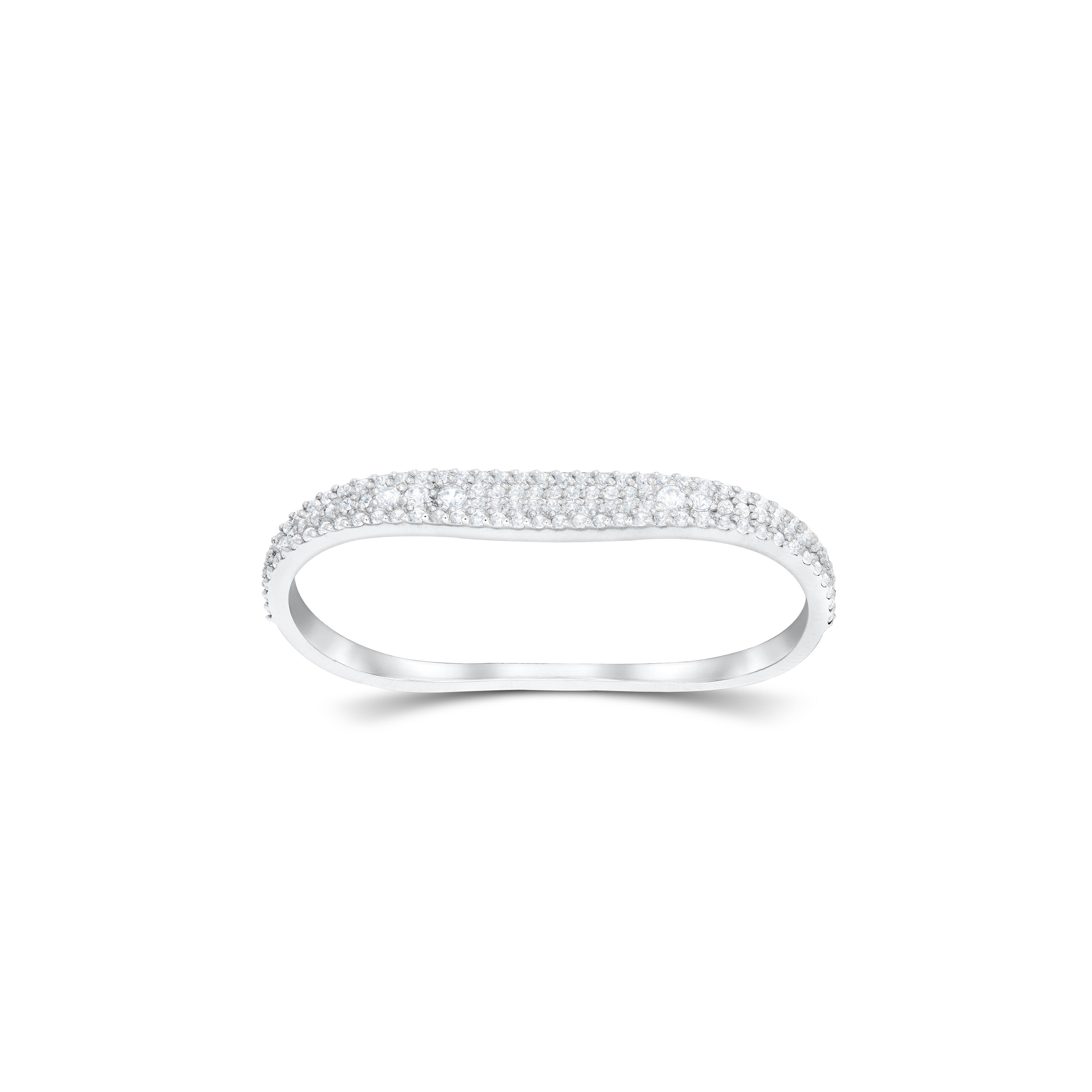Dual Finger Elongated Pave CZ Ring