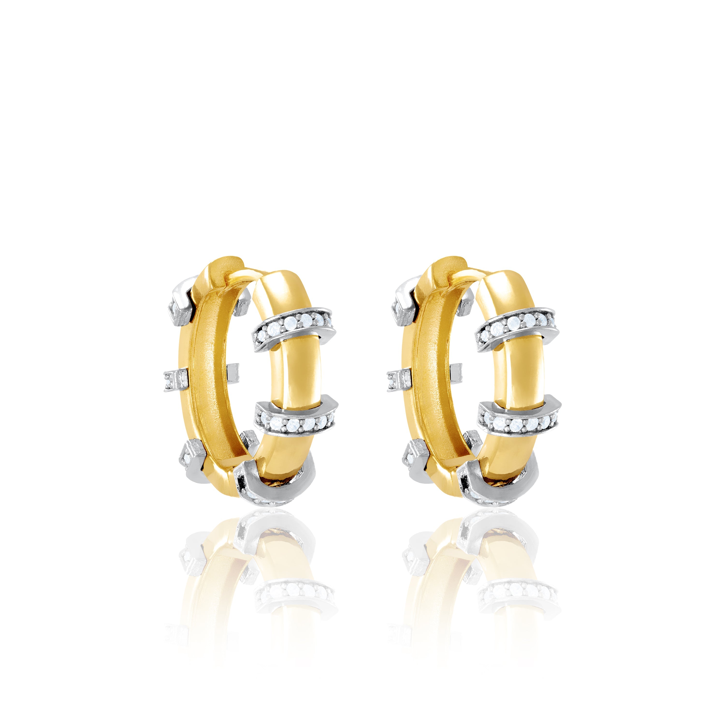 Evenly Spaced Cuff Hoop Earrings - Gold White