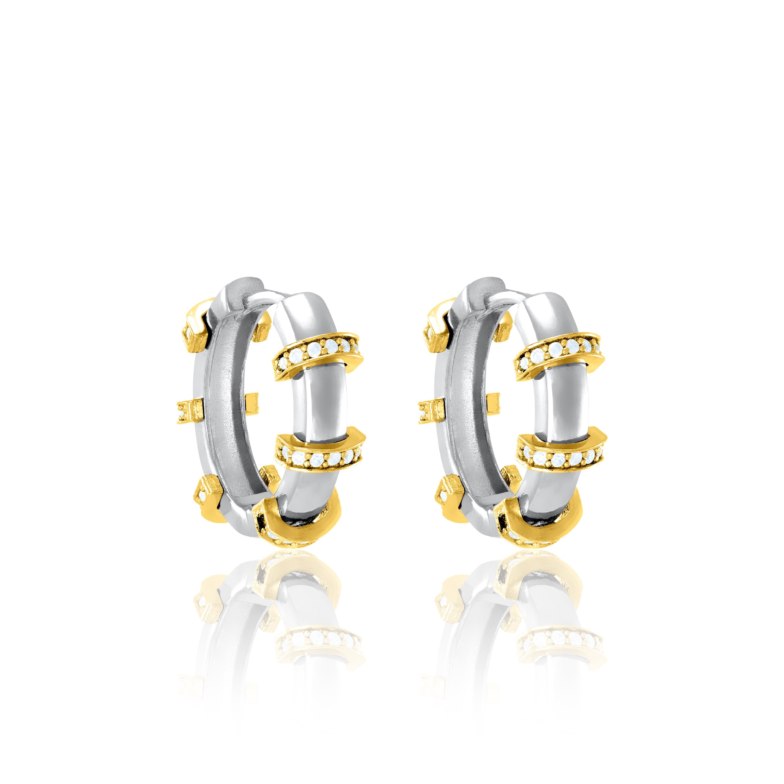 Evenly Spaced Cuff Hoop Earrings - Silver White