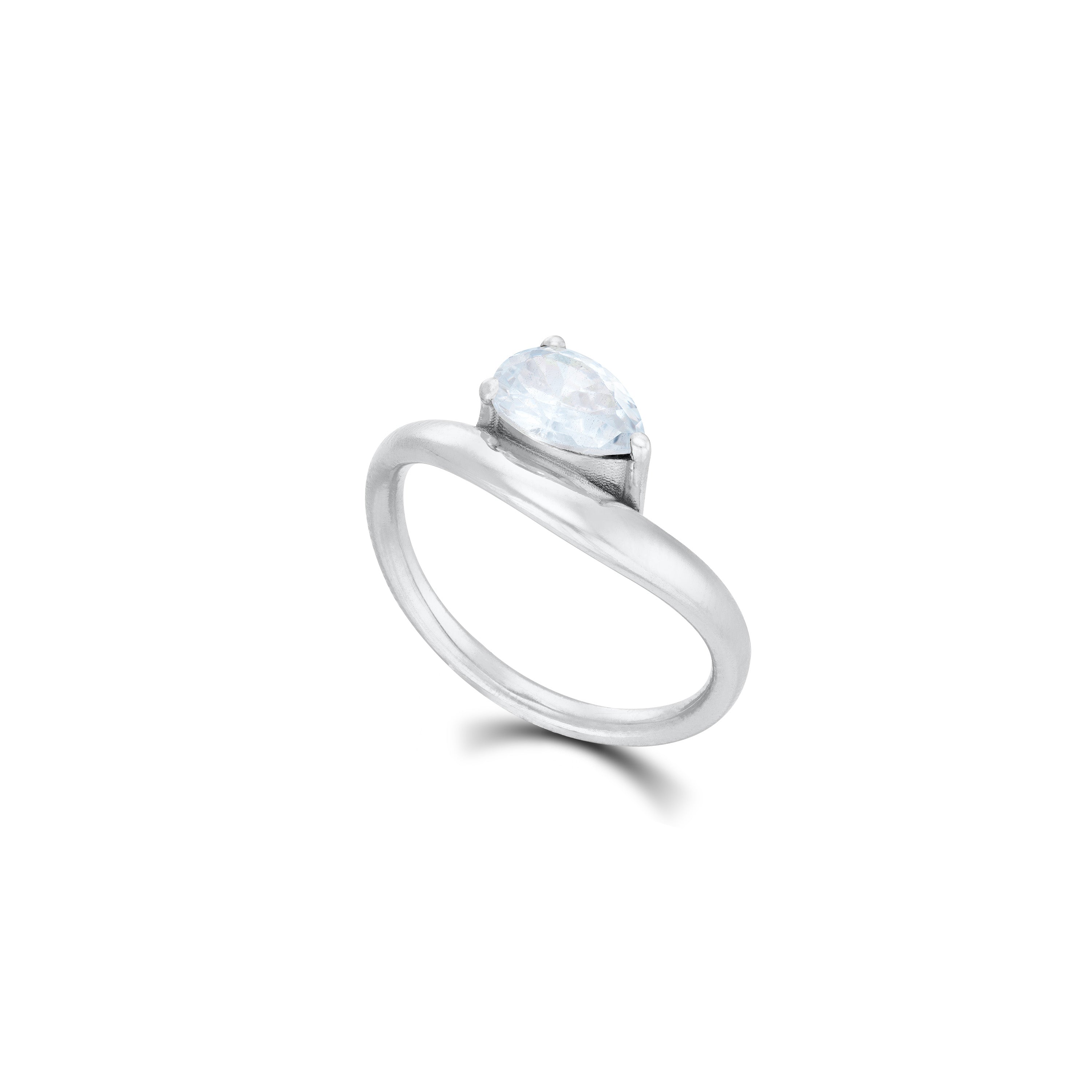 Layered Stacking Band Ring - Silver White - Solitaire