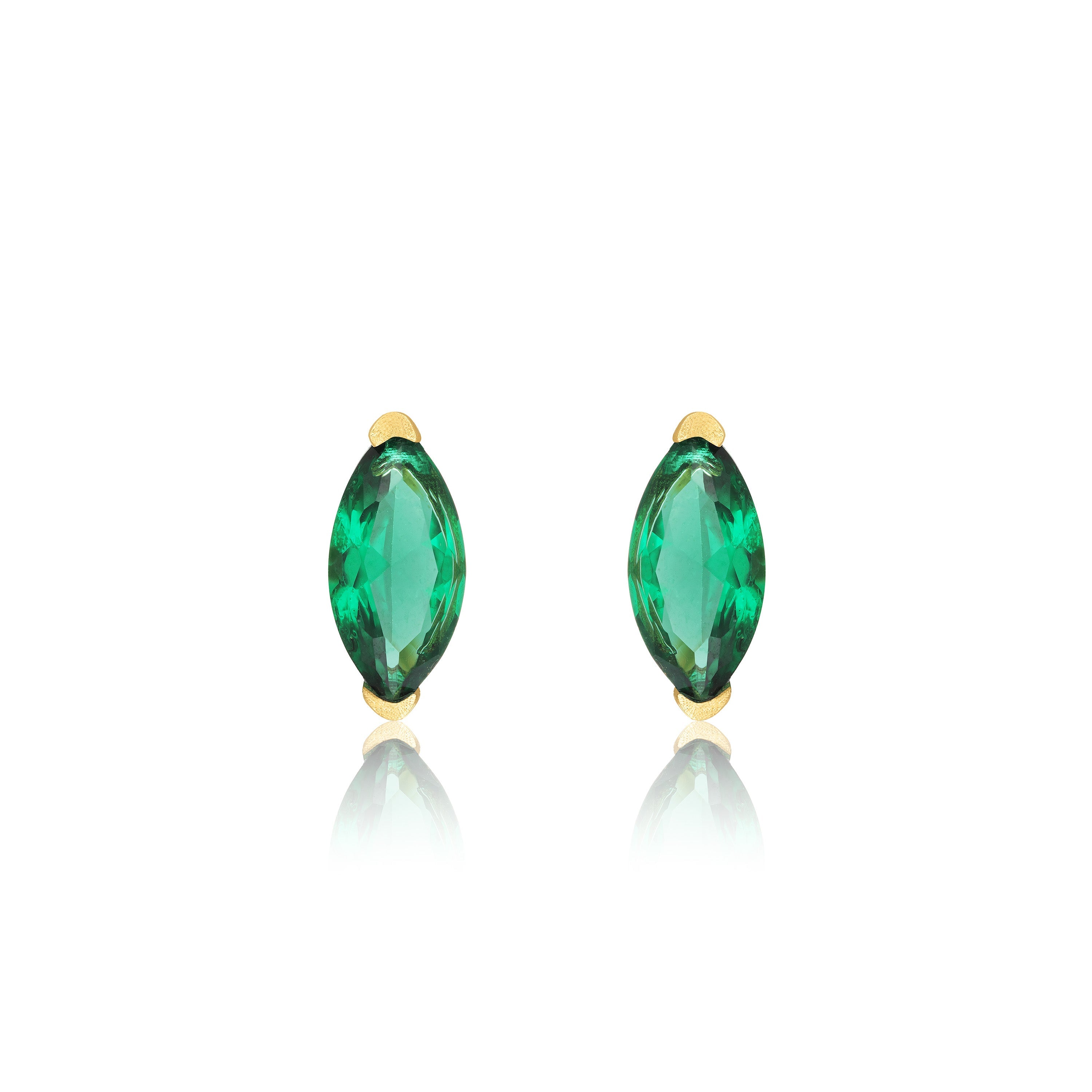 Marquise Stud Earrings - Gold Green