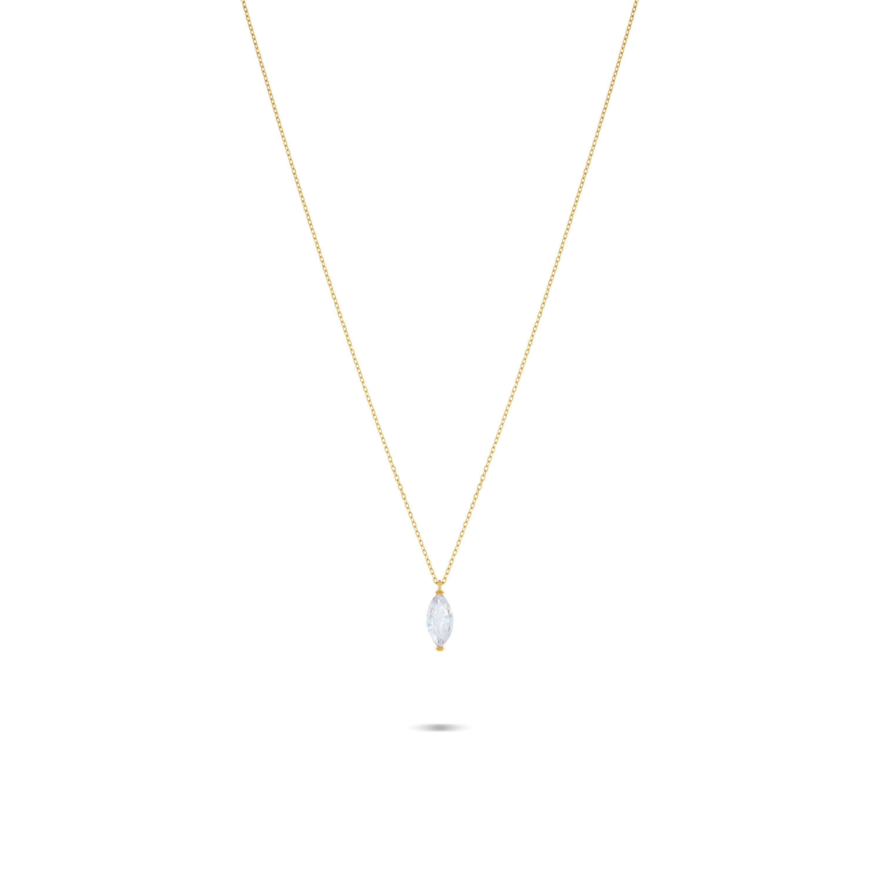 Marquise Pendant Chain Choker - Gold White