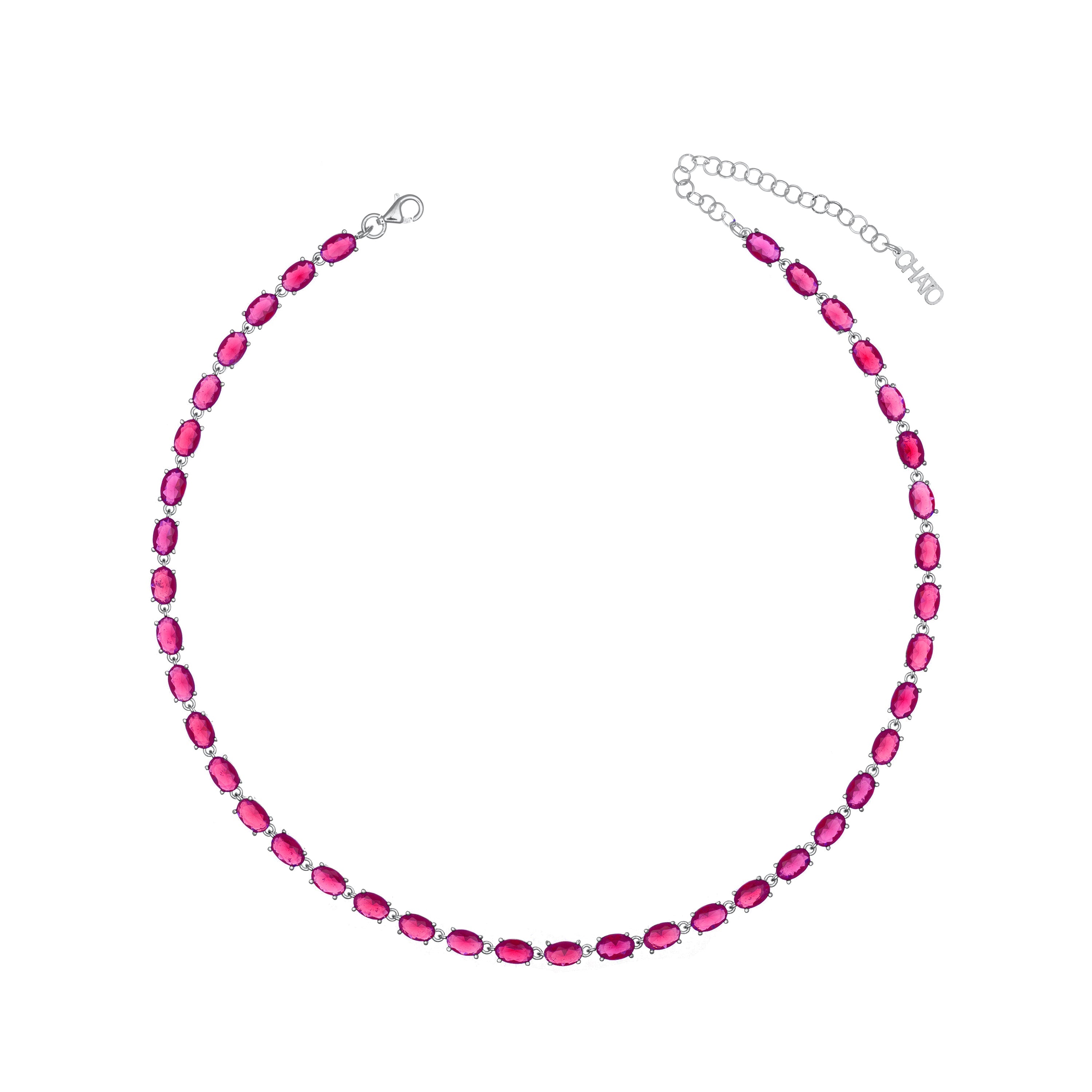 Oval Eternity Choker - Silver Fuchsia