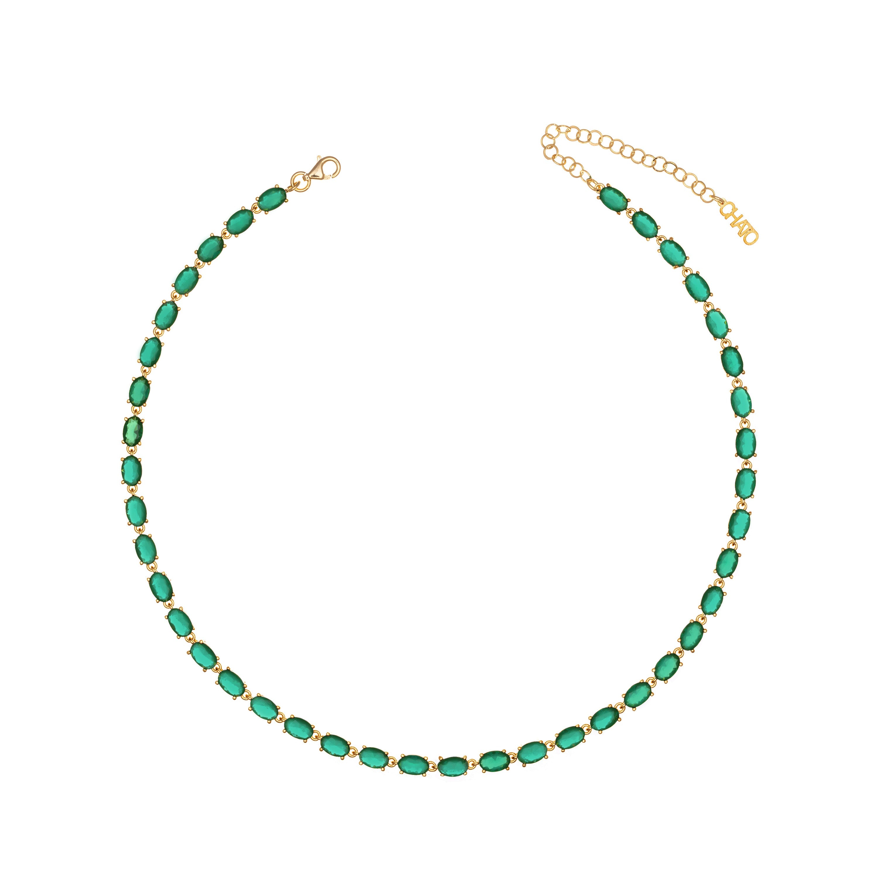 Oval Eternity Choker - Gold Green Matt