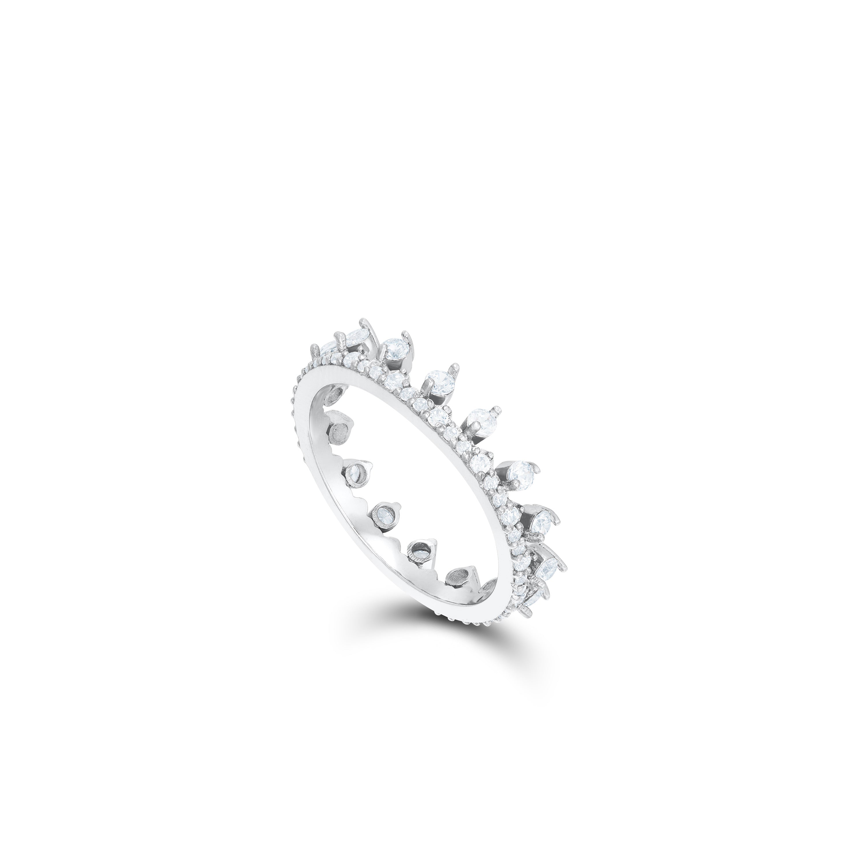 Round Cubic Zirconia Crown Ring