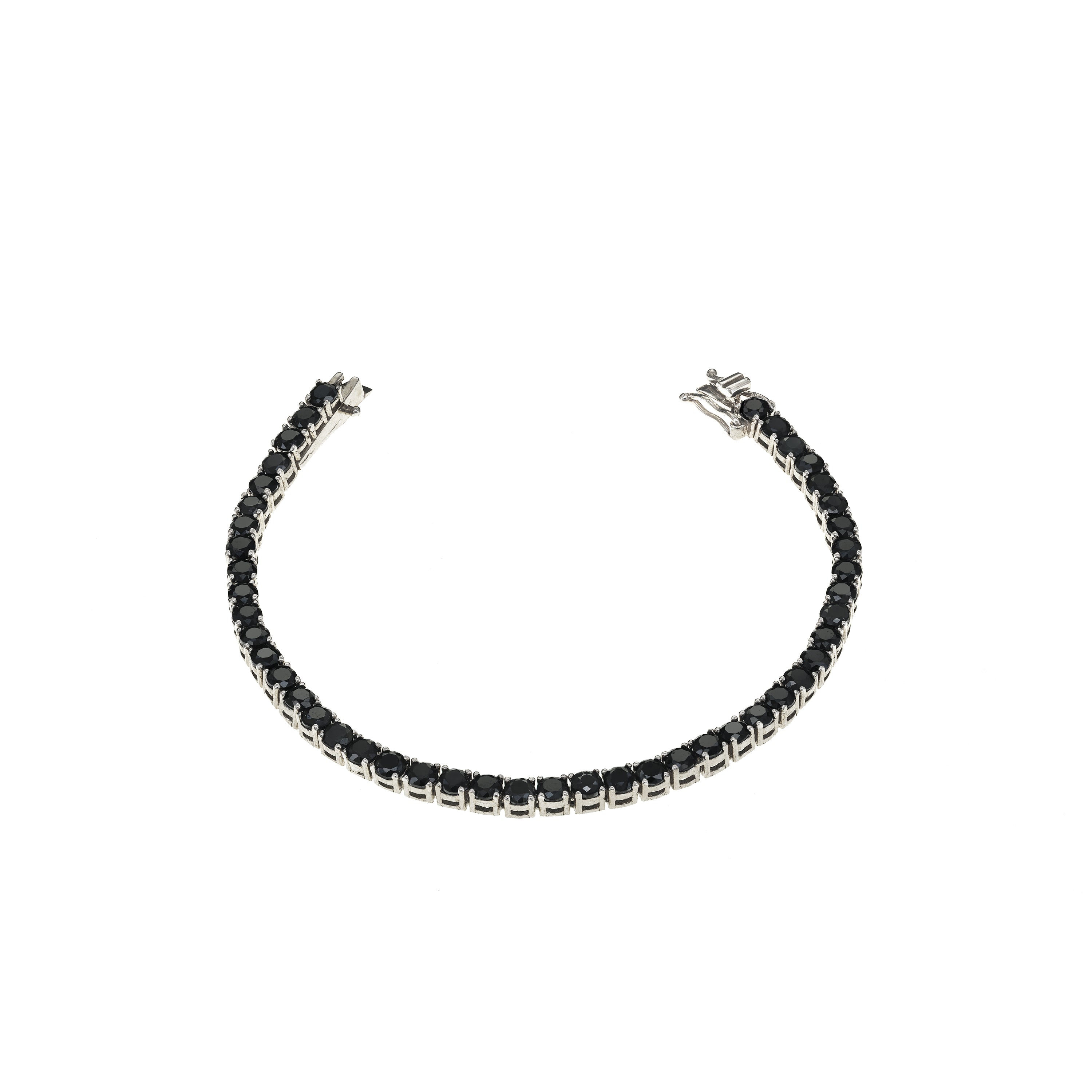 Tennis Bracelet With Box Clasp - Silver Black - 3mm