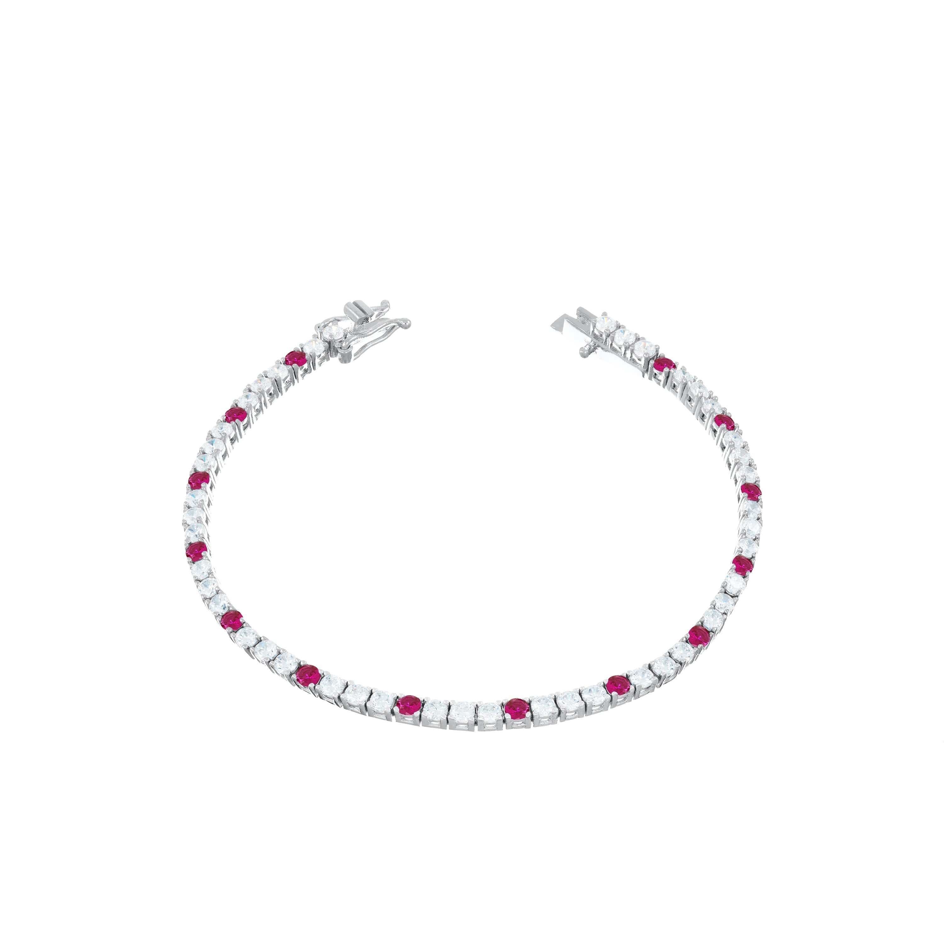 Tennis Bracelet With Box Clasp - Dot Fuchsia - 2.5mm