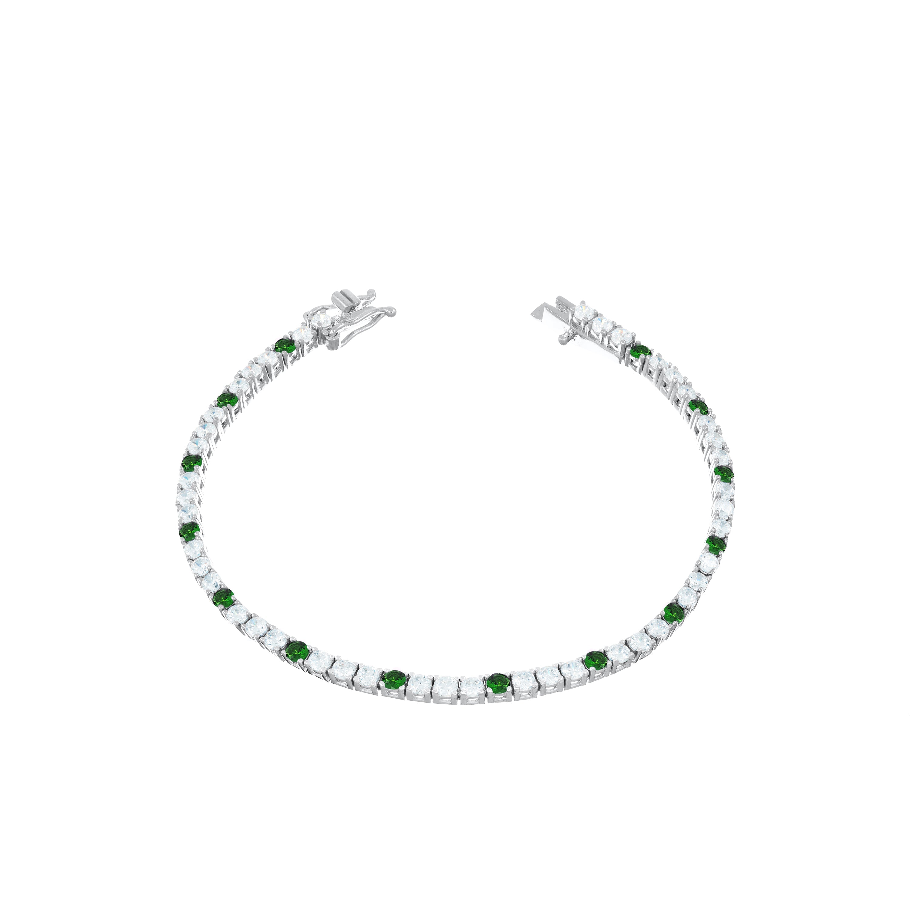 Tennis Bracelet With Box Clasp - Dot Green - 2.5mm