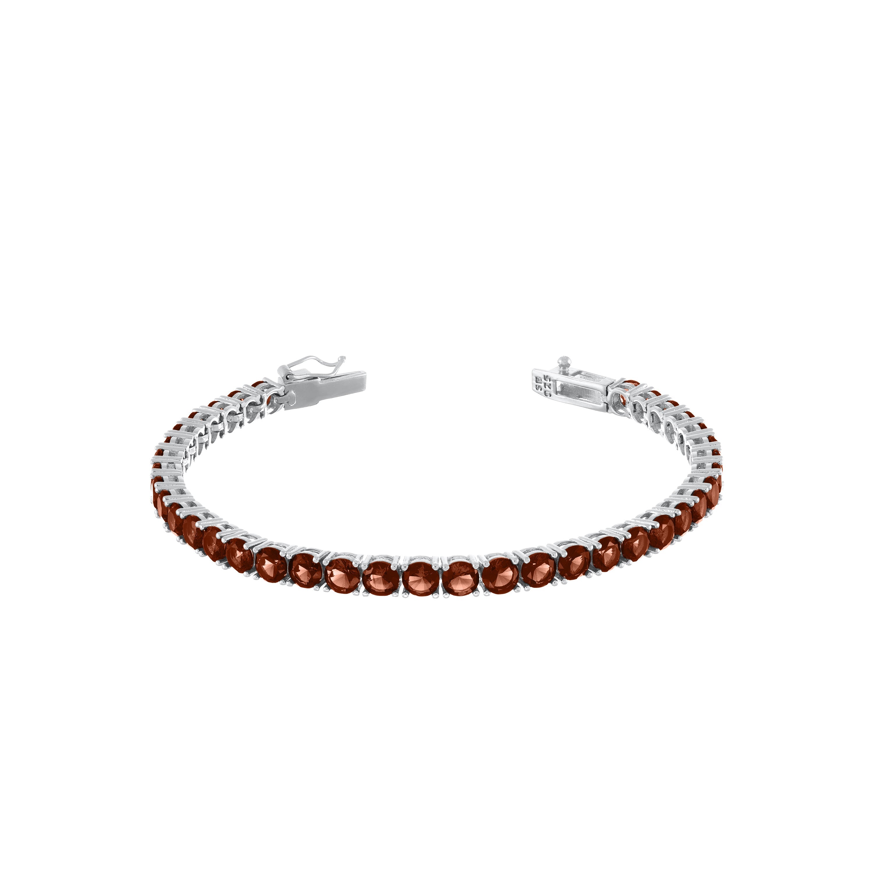 Tennis Bracelet With Box Clasp - Silver Brown - 3mm