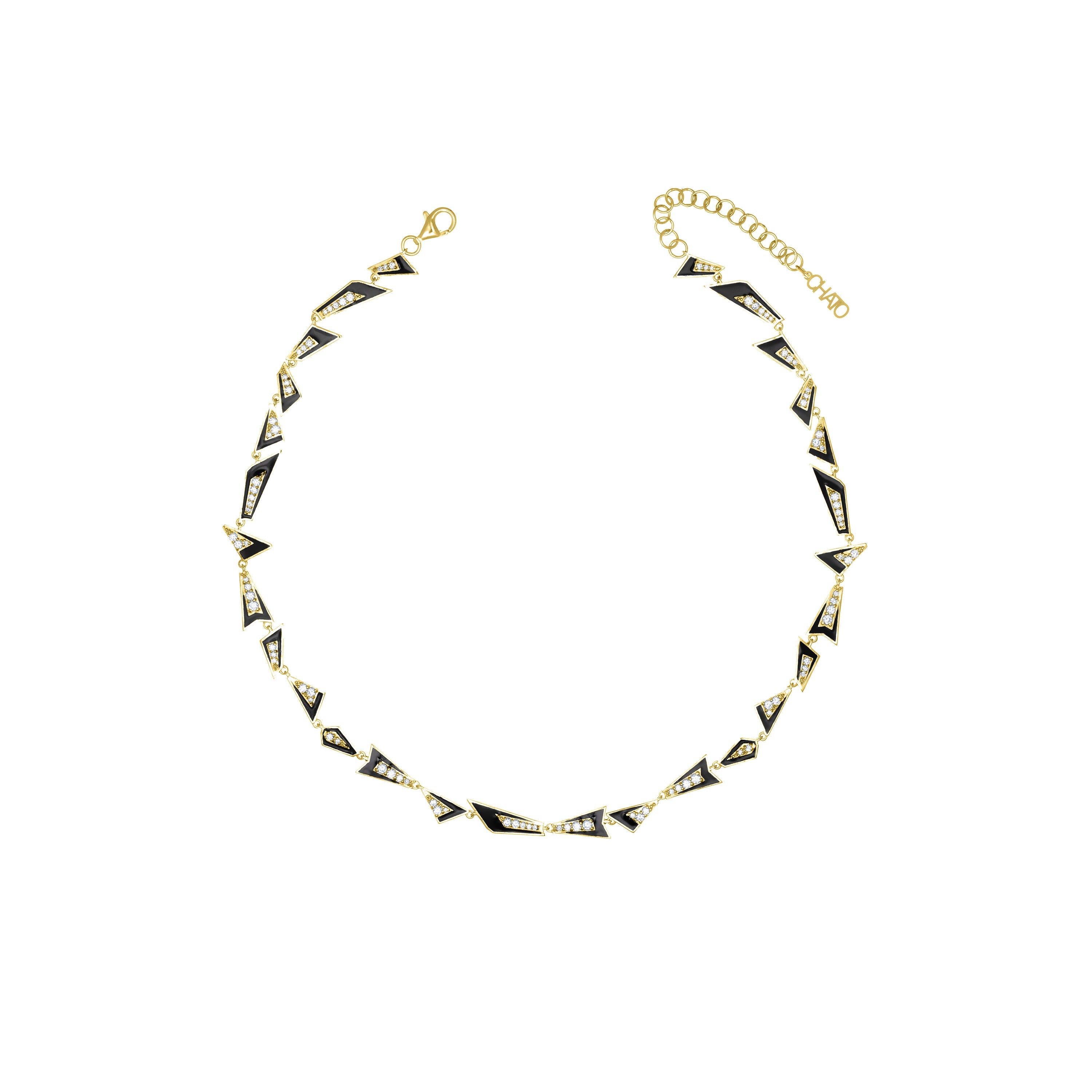 Uneven Geometric Enamel Choker - Gold Black