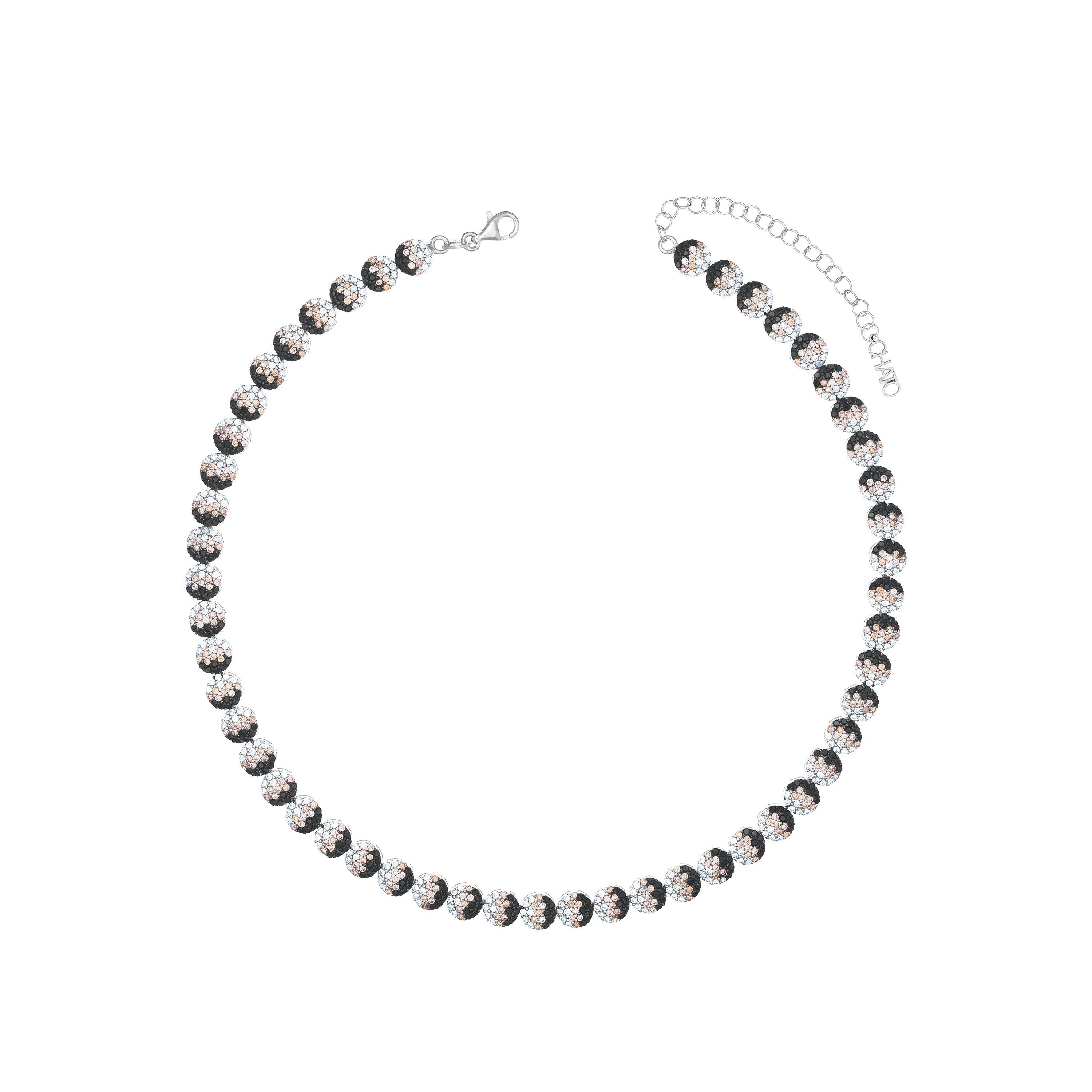 Zebra Round Cubic Zirconia Eternity Choker